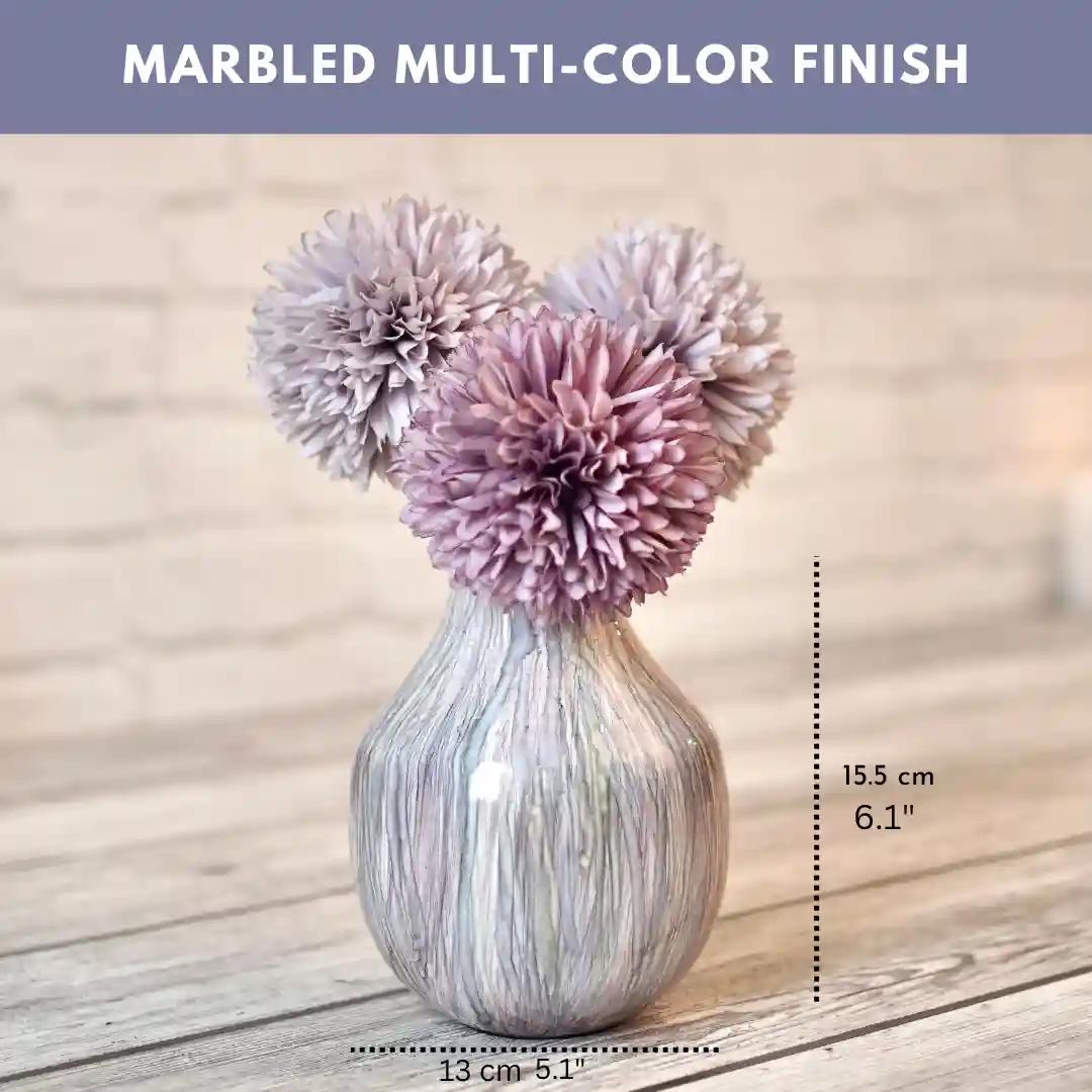 Behoma Metal Flower Vase for Home Decor Bedroom Living Room Office Wedding | Table Decorative Item for Festivals Birthday Off Multicolour Cosmic Small (Flower Not Included)