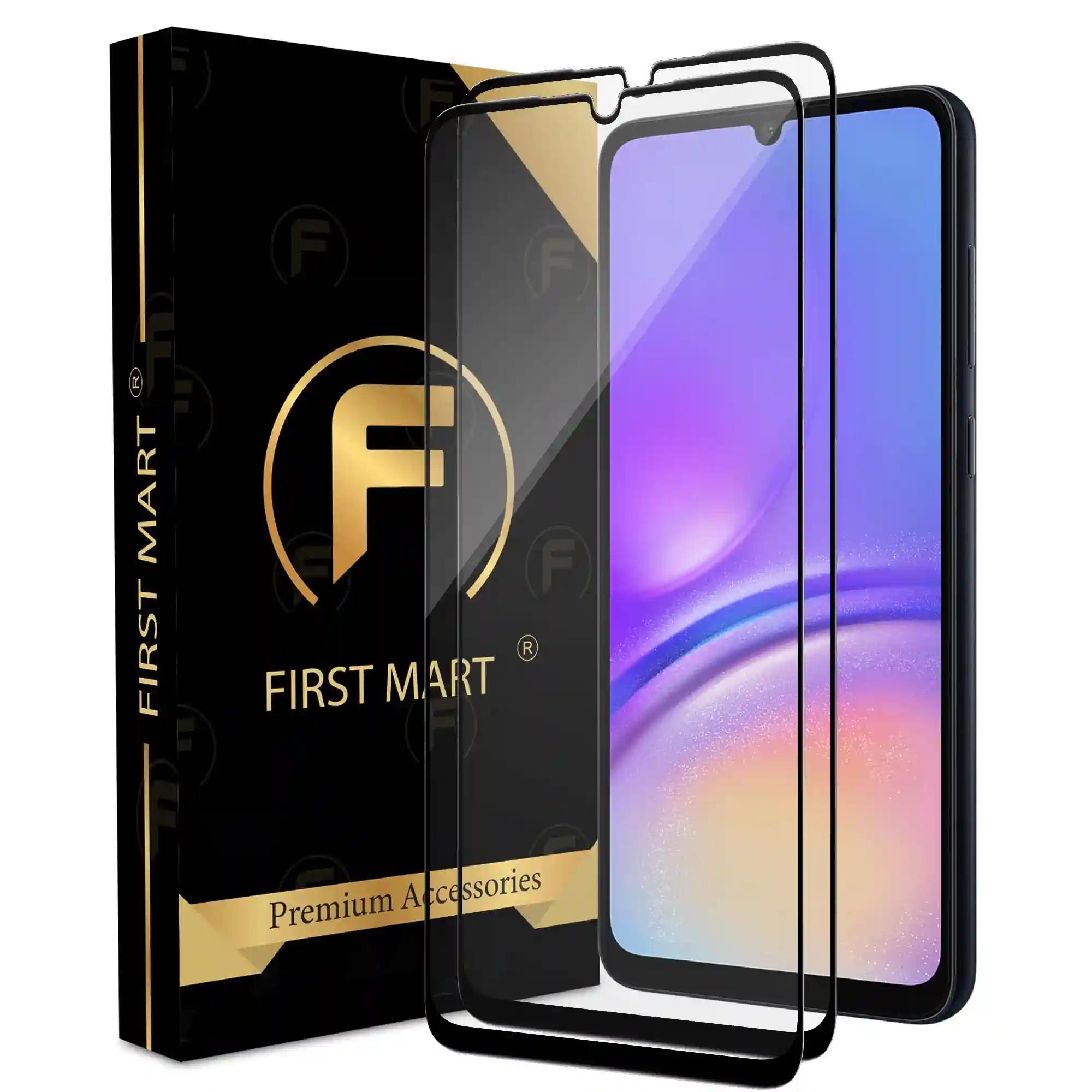 FIRST MART Premium Tempered Glass for Samsung Galaxy A05 with Edge to Edge Coverage and Easy Installation Kit, Pack of 2