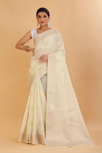 Banaras Warm Silk Saree - White