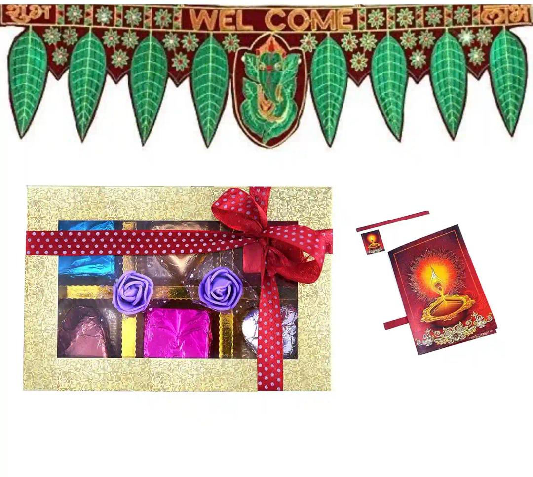 MANTOUSS Diwali Gift Hamper/Chocolate Gift Pack-Handmade choocolate Box+Beautiful Ganesha Toran+Diwali Card