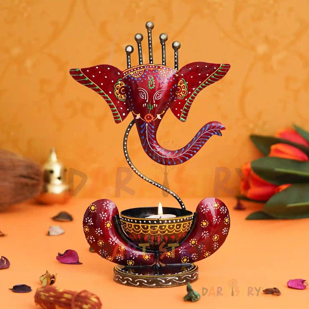 Dartistry® Tealight Candle Holder for Home Decor/Showpiece for Home Decor - Decorations Items for Home -Home Decorative Items/Home Decor Items for Living Room/Pooja Room - Corporate Gift Items, Iron.