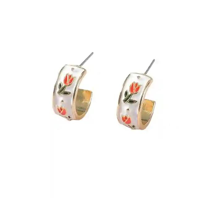 Rose Printed Bali Style Earring