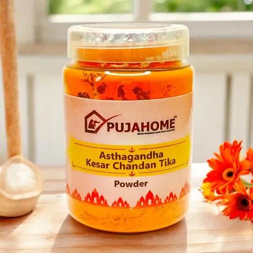 Pujahome Asthagandha Kesar Chandan Tika Powder Chandan Powder for Religious Pooja and Tilak 100 Gram X 2 Box