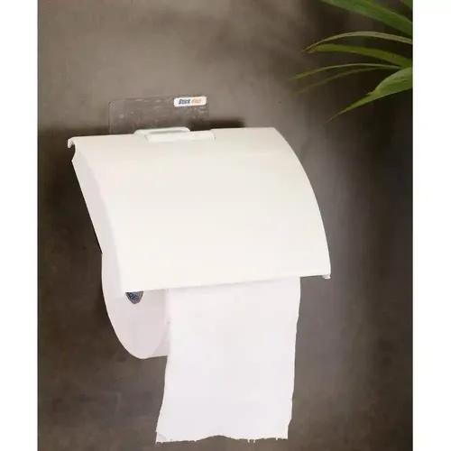 Stick Fast Self-Adhesive Toilet Paper Holder with 3M Sticker for Wall Mount Tissue Paper Roll Dispenser for Kitchen & Bathroom (White)