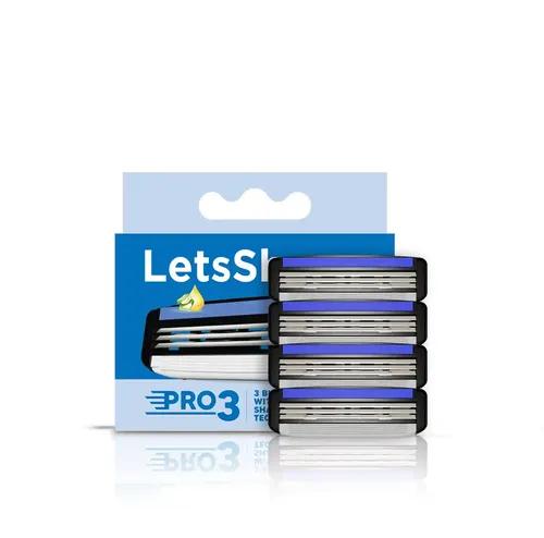 LetsShave Pro 3 Shaving Razor Blade For Men | Made In South Korea | Lubricating Strip With Aloe Vera & Vitamin E