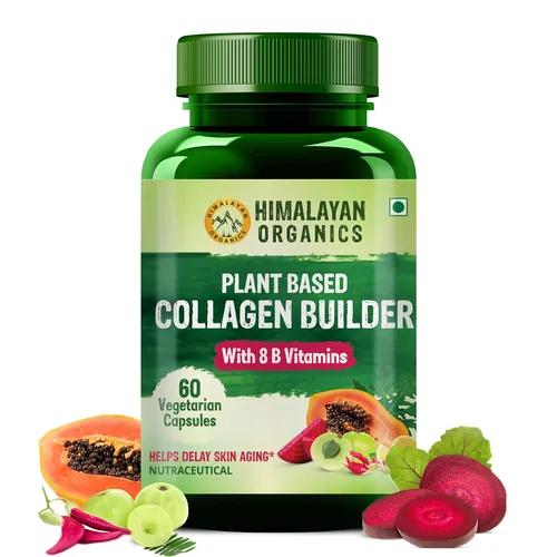 Himalayan Organics Plant Based Collagen Builder for Hair and Skin with Biotin and Vitamin C - 60 Veg Capsules