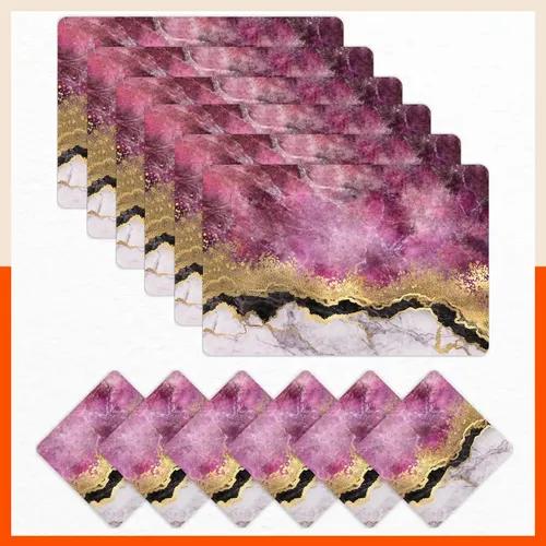 Polypropylene Table Mats & Coasters for Dining Table at Home (Meander - Set of 6)