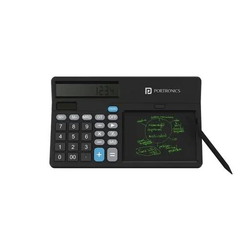 Portronics Ruffpad Calc 2 2-in-1 Calculator & LCD Writing Pad with 14.4 cm Writing Area, Multi Function Digital Calculator Stylus Pen for Students, Birthday Gift, Kids Toys, School, Office(Black)