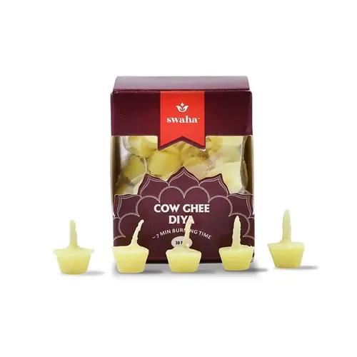 Swaha Wax Free Cow Ghee Diya Batti (30 Pcs) - Pack of 1