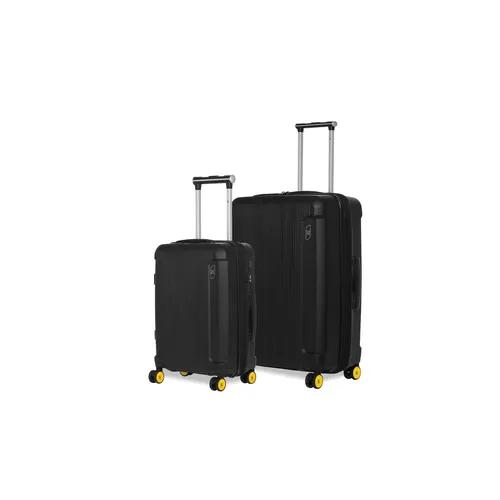 EUME Nomad Cabin 55 Cm And Check-In Medium 65 Cm Luggage Trolley Bags For Travel |Polypropylene (Pp) 8 Silentrun Wheels Suitcase - Set Of 2 ( Charcoal Black)