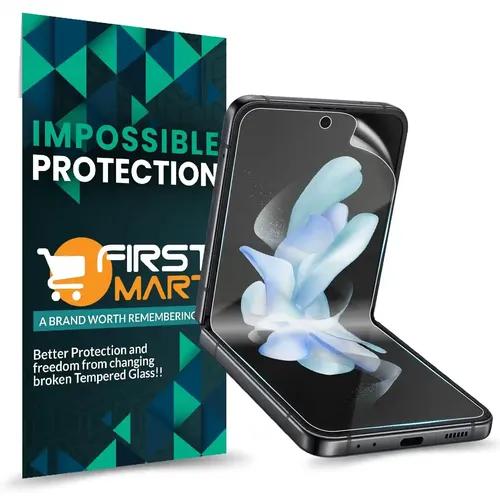 FIRST MART Screen Protector for Samsung Galaxy Z Flip4 5G - Nano Fiber Unbreakable Membrane Case Friendly Full Edge to Edge Screen Coverage & Installation Kit (Crystal Clear)