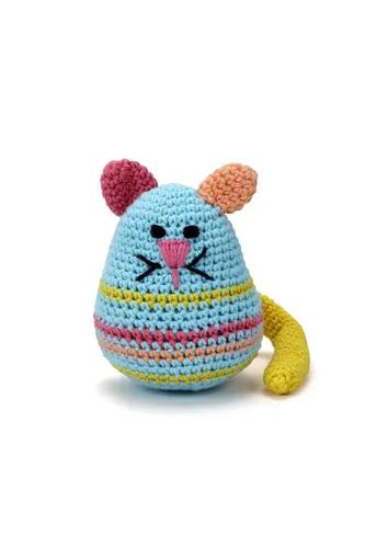 Crochet Handmade Egg Shape Cat Soft Toys - Blue