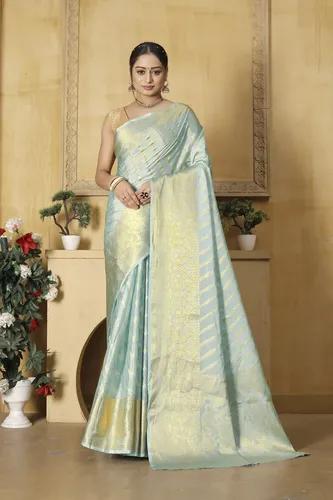 Banaras Warm Silk Saree - Light Sky Blue