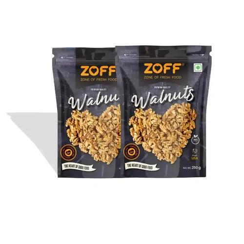 Zoff Walnuts Combo: Freshness and Crunch in Every Bite | 250g x 2 Packs | Perfectly Roasted Goodness | Premium Zip Lock Pouch | Net Weight - 500g