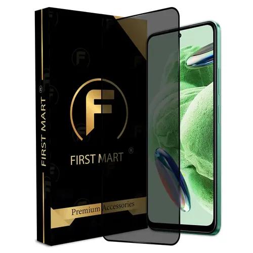 FIRST MART Edge to Edge Privacy Tempered Glass for Redmi Note 12 5G / Redmi Note 12 4G Full Screen Coverage with Easy Installation Kit | Black