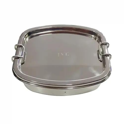 Jvl Stainless Steel Elite Shape Leak Proof Lunch Box Single Layer With Inner Plate Mini Size - 500 Ml