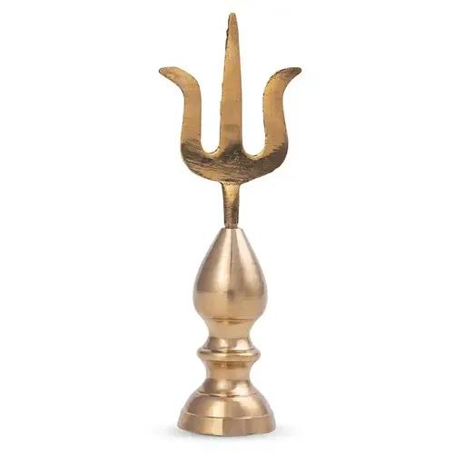 ALODIE - Brass Trishul Kalasam for Pooja Sacred Brass Trishul Kalash Pooja for Mandir Tops Elevate Home Temple Gumbad with Temple Trishul Kalash for Top and Brass Trishul Kalasam (6 Inches)