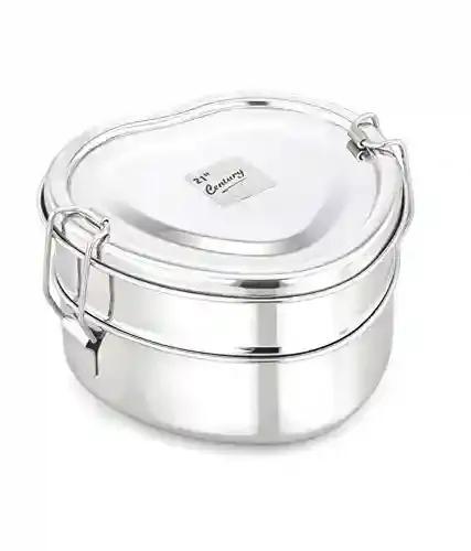 Jvl Stainless Steel Lunch Box For Kids Double Two Layer Tiffin Box - Medium Size