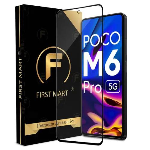 FIRST MART Premium Tempered Glass for Poco M6 Pro 5G / Redmi 12 / Redmi 12 5G with Edge to Edge Coverage and Easy Installation Kit, Pack of 1