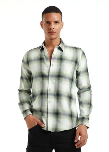 Banana Club Melange Check Leaf Green Shirt- (Medium)