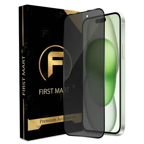 FIRST MART Edge to Edge Matte Privacy Tempered Glass for iPhone 15 Plus Full Screen Coverage with Easy Installation Kit | Black