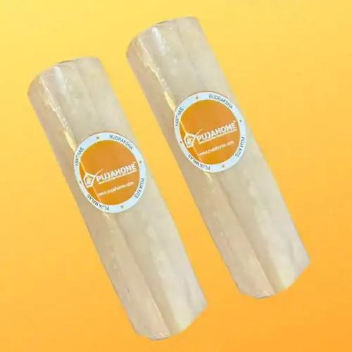 Pujahome White Chandan Sticks Original Sandalwood Sticks Scented Processed Mysore Natural Chandan Wood Lakdi for Pooja Tilak Havan (40-60 Grams)(Pack of 2)