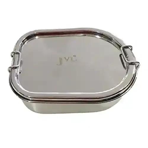 Jvl Stainless Steel Matrix Shape Leak Proof Lunch Box Single Layer With Inner Plate Mini Size - 500 Ml