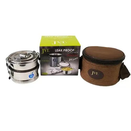 Jvl Stainless Steel Lunch Box For Kids Double Two Layer Leak Proof Tiffin Box Medium Size