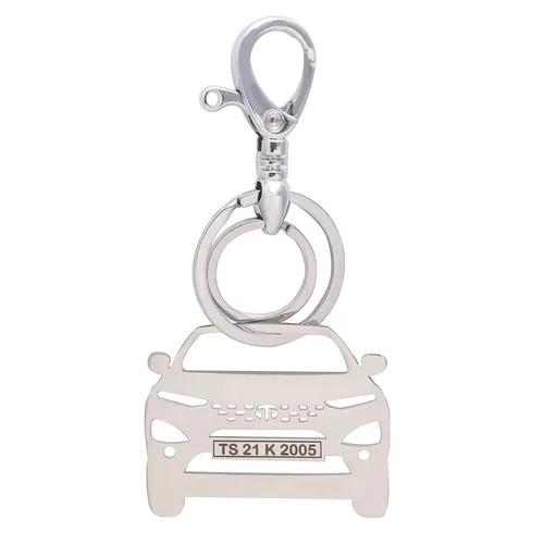 Customized Car Keychain Front Pose Silver Color