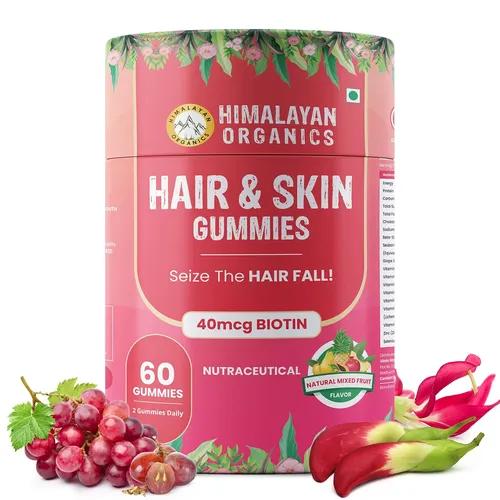 Himalayan Organics Hair & Skin Gummies 40 mcg Biotin For Hair Growth & Glowing Skin (60 Gummies)