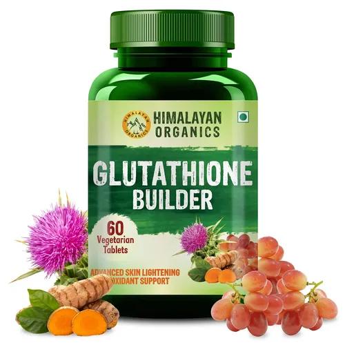 Himalayan Organics Glutathione Builder for Anti-Ageing & Skin Brightening with ( Vitamin C, E, B6 & Curcumin ) - 60 Veg Tablets